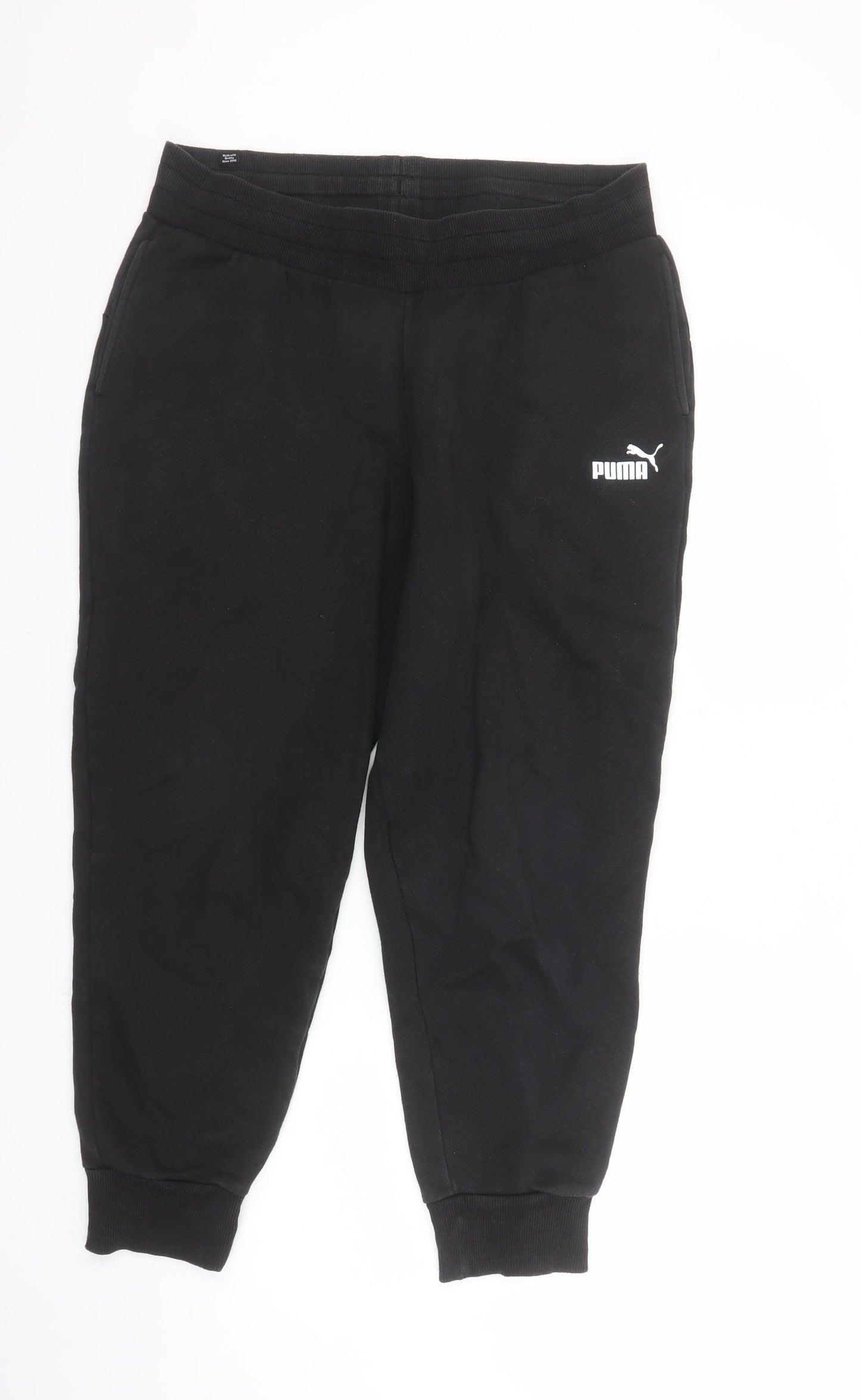 Puma Women's Black Jogger Trousers L Fleece Cotton Blend