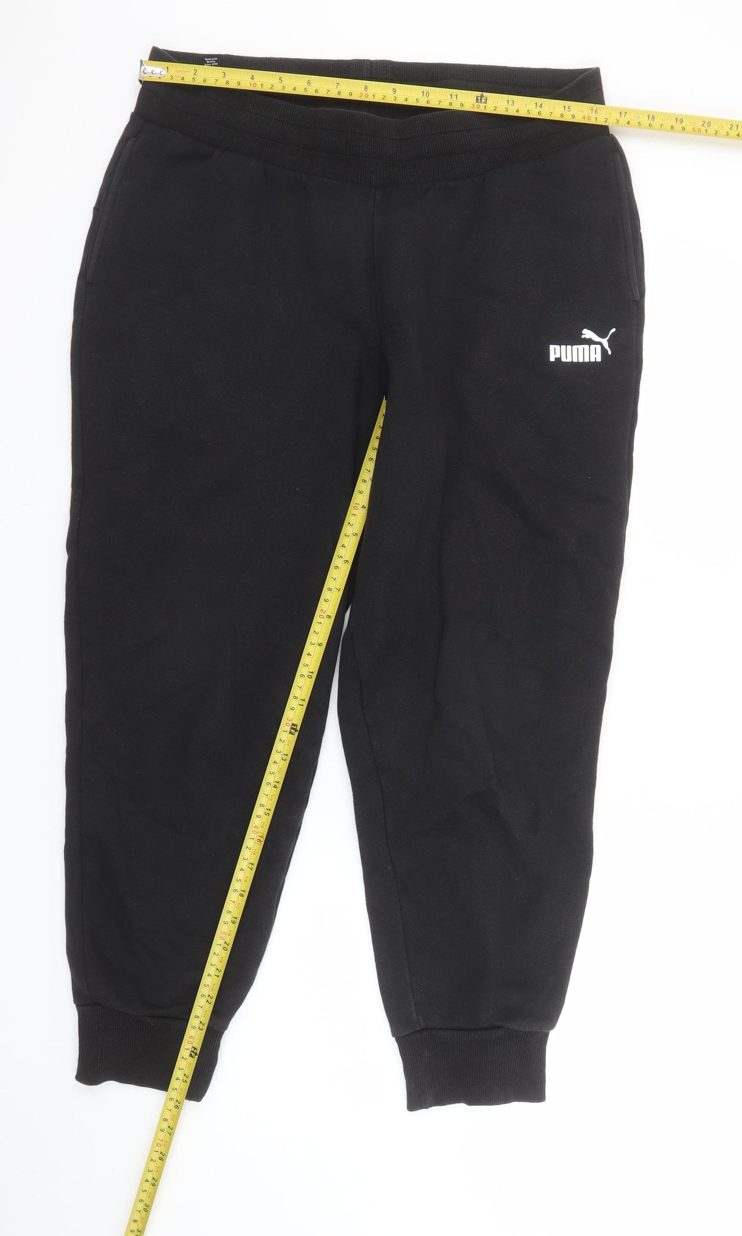 Puma Women's Black Jogger Trousers L Fleece Cotton Blend