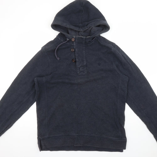 Fat Face Men’s Blue Henley Hoodie Size M Cotton Casual