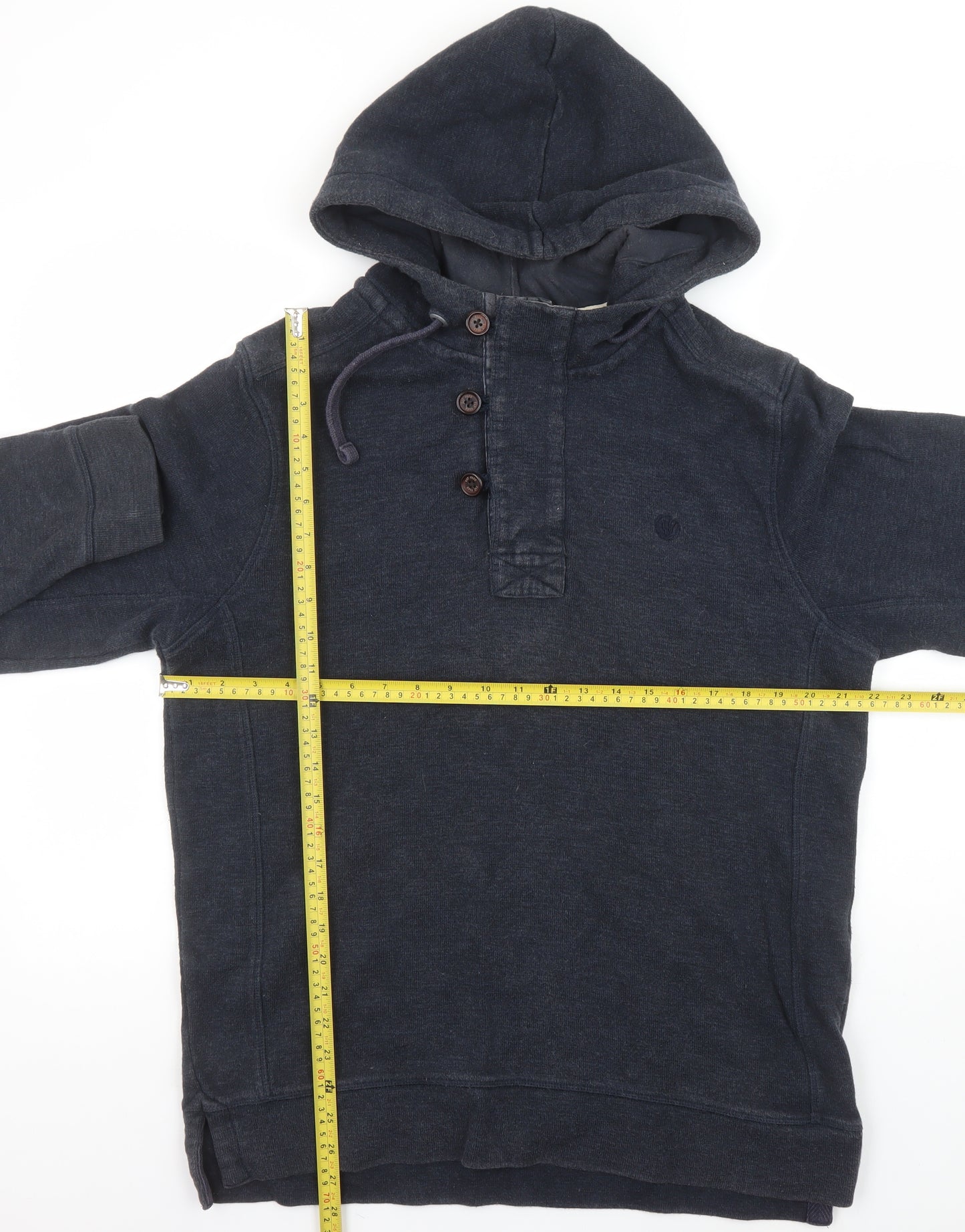 Fat Face Men’s Blue Henley Hoodie Size M Cotton Casual