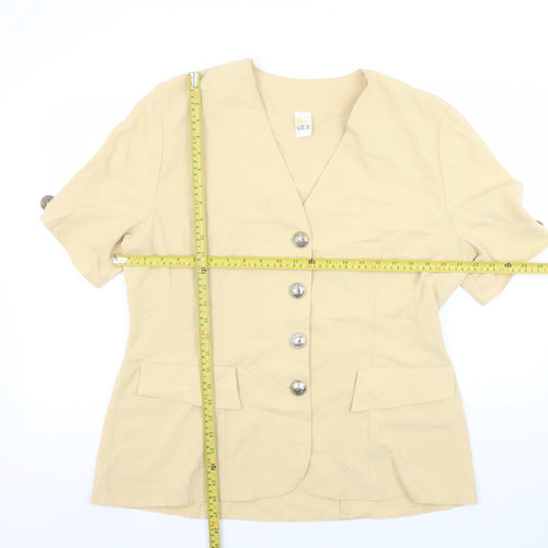 Etam Women Beige Size 20 Short Sleeve Single-Breasted Suit Jacket