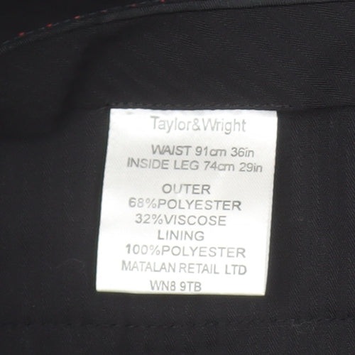 Taylor & Wright Men's Black 36S Dress Pants Trousers Classic Fit