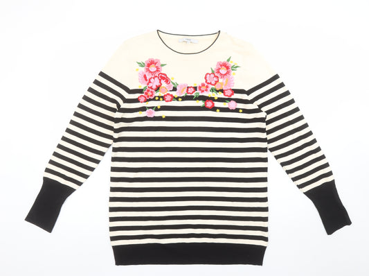 Next Women's Multicoloured Embroidered Striped Jumper Size 16