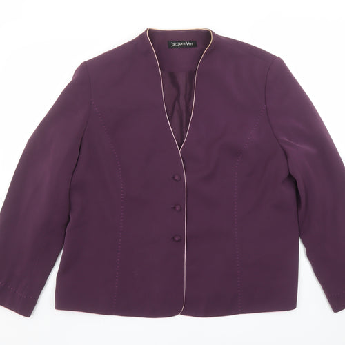 Jacques Vert Womens Purple Suit Jacket UK 20 Classic 3-Button Lined Blazer