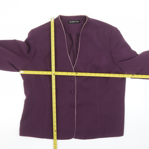 Jacques Vert Womens Purple Suit Jacket UK 20 Classic 3-Button Lined Blazer