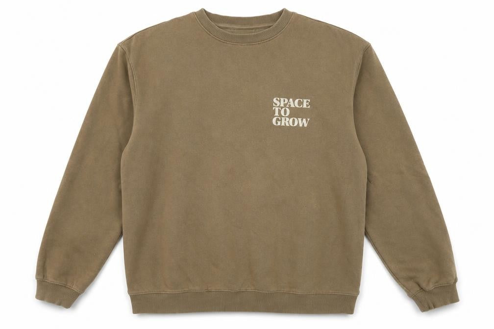 Front view of H&M Men Brown Relaxed Fit Graphic Print Sweatshirt, size M