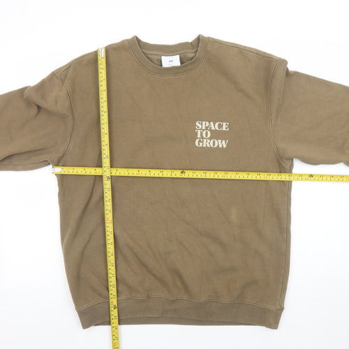 H&M Men Brown Relaxed Fit Graphic Print Sweatshirt Size M