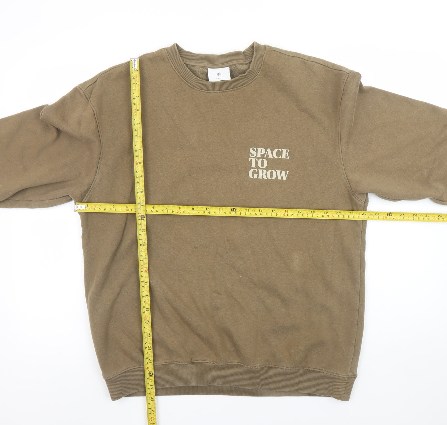 H&M Men Brown Relaxed Fit Graphic Print Sweatshirt Size M