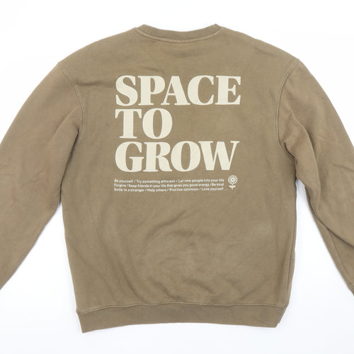 H&M Men Brown Relaxed Fit Graphic Print Sweatshirt Size M