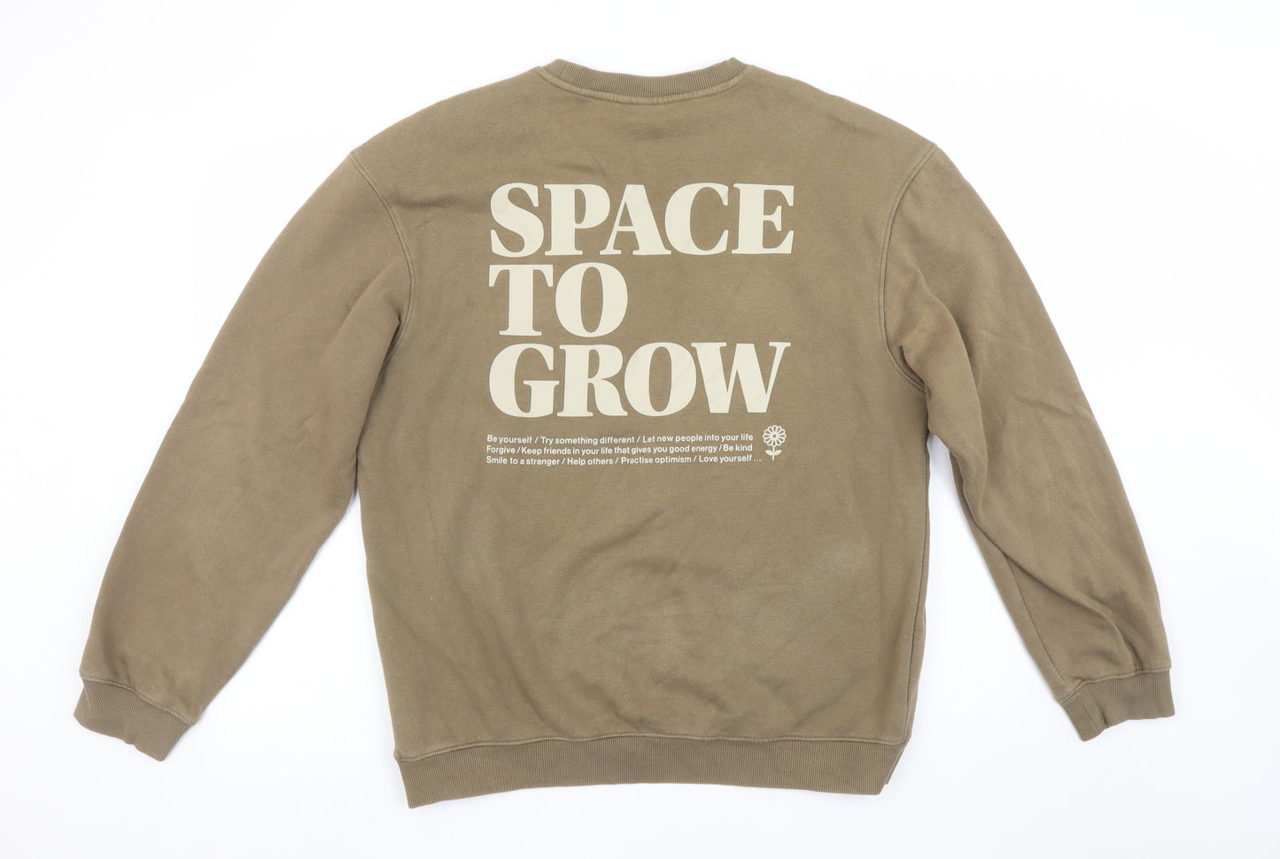 H&M Men Brown Relaxed Fit Graphic Print Sweatshirt Size M