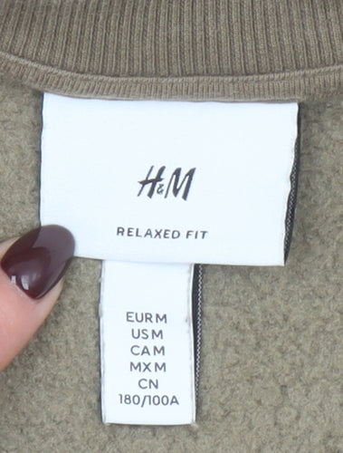 H&M Men Brown Relaxed Fit Graphic Print Sweatshirt Size M