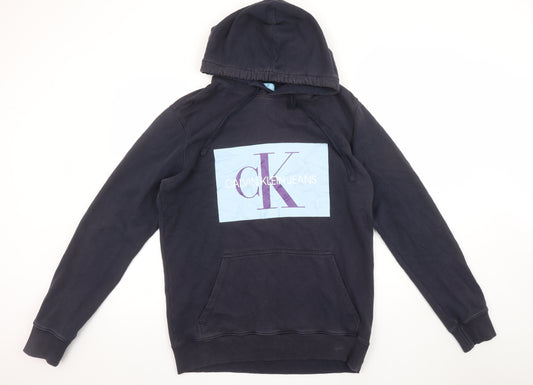 Calvin Klein Jeans Men's Blue XL Pullover Logo Hoodie