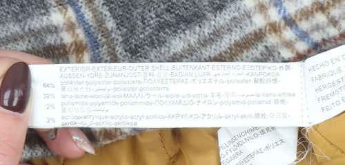 Zara Boys Grey Check Wool Blend Pea Coat 2-3 Years Lined Winter Jacket