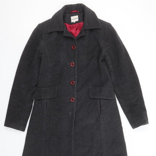 Slater Women Grey Wool Blend Long Overcoat Size 8 Classic Smart