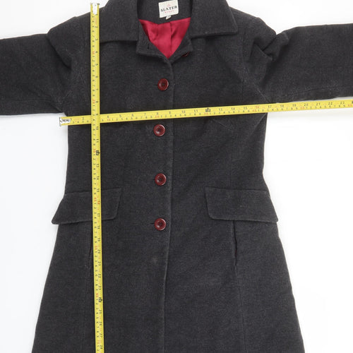 Slater Women Grey Wool Blend Long Overcoat Size 8 Classic Smart