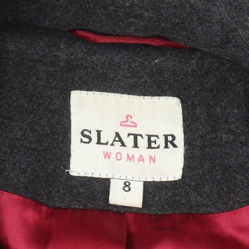 Slater Women Grey Wool Blend Long Overcoat Size 8 Classic Smart