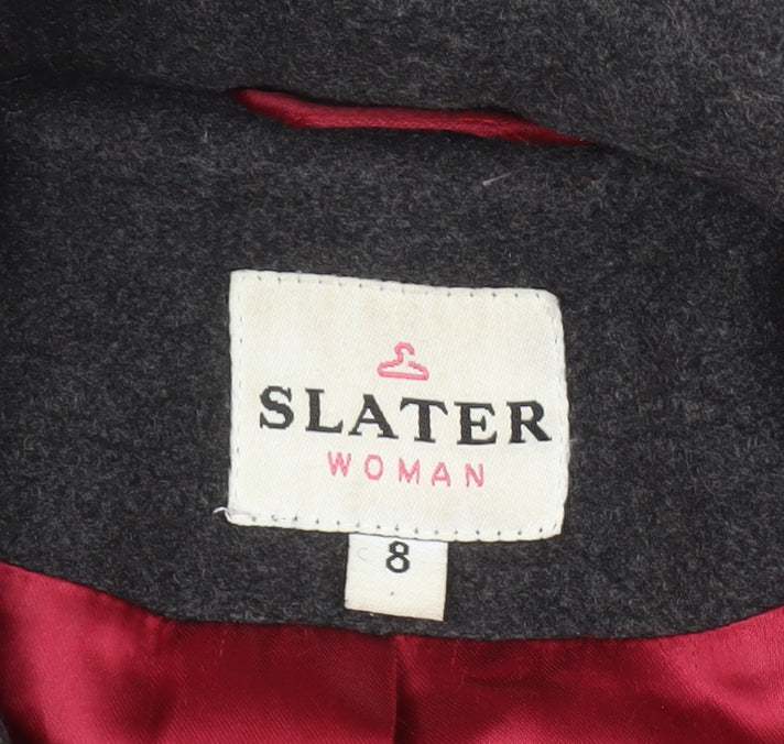 Slater Women Grey Wool Blend Long Overcoat Size 8 Classic Smart