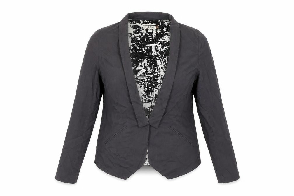 Front view of Lost & Found Women's Black, size 8, Tencel Blazer Jacket