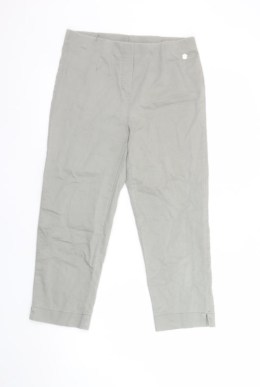 Penny Plain Women's Grey Cropped Straight Stretch Trousers Size 12