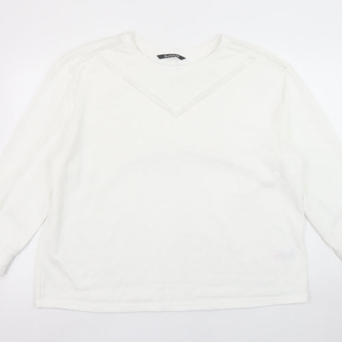 Bonmarché Women White Size 20 Pullover Sweatshirt Cotton Blend
