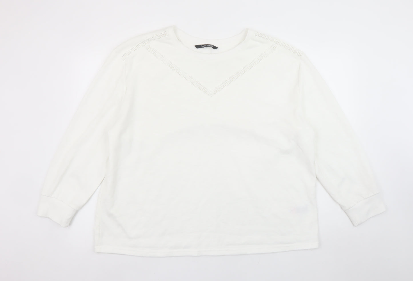 Bonmarché Women White Size 20 Pullover Sweatshirt Cotton Blend