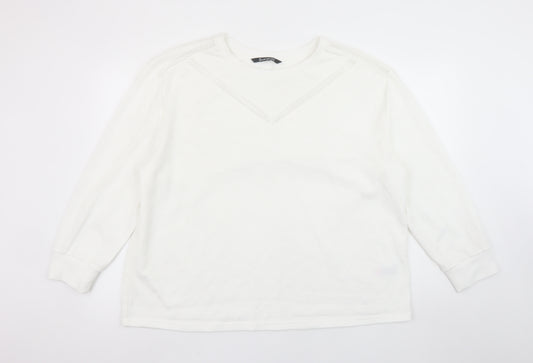 Bonmarché Women White Size 20 Pullover Sweatshirt Cotton Blend