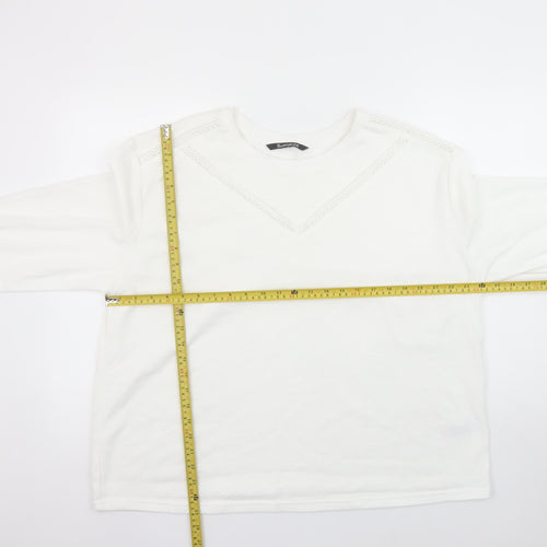 Bonmarché Women White Size 20 Pullover Sweatshirt Cotton Blend