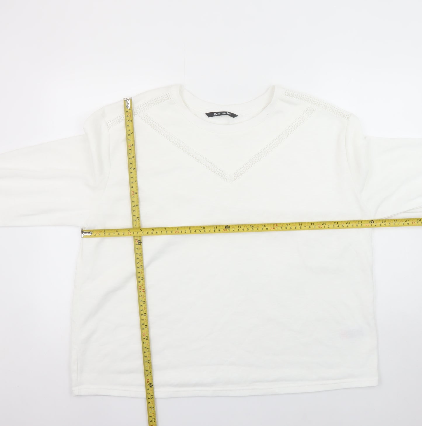 Bonmarché Women White Size 20 Pullover Sweatshirt Cotton Blend