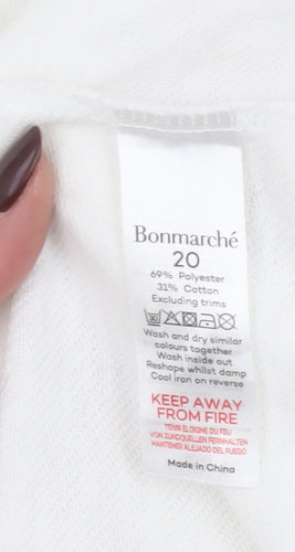 Bonmarché Women White Size 20 Pullover Sweatshirt Cotton Blend