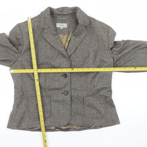 Marks and Spencer Women Brown Tweed Wool Blend Blazer UK 16 Classic Fit
