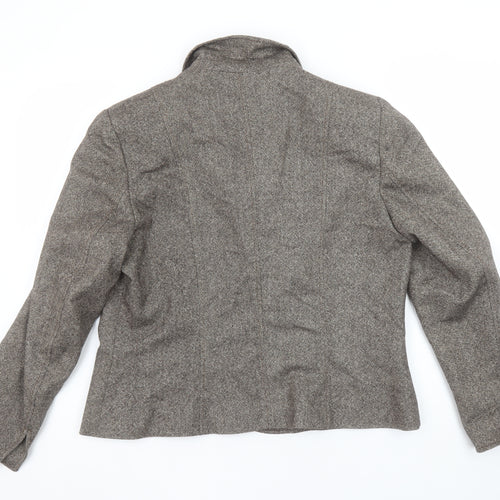 Marks and Spencer Women Brown Tweed Wool Blend Blazer UK 16 Classic Fit