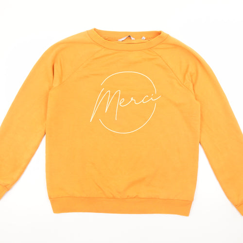 Next Women’s Orange Merci Pullover Sweatshirt M Cotton Blend