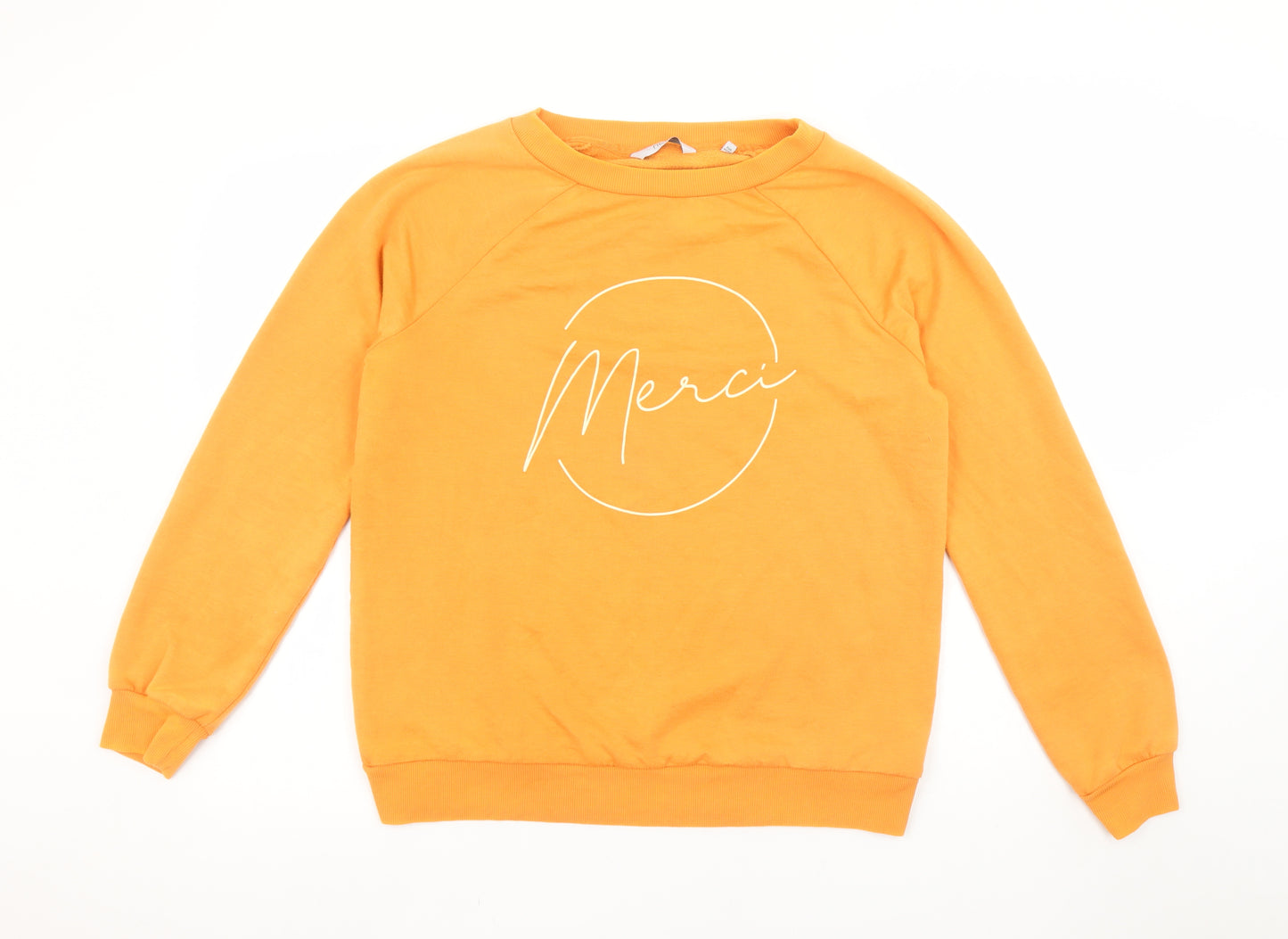 Next Women’s Orange Merci Pullover Sweatshirt M Cotton Blend