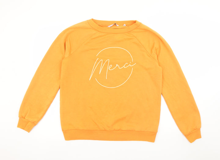 Next Women’s Orange Merci Pullover Sweatshirt M Cotton Blend