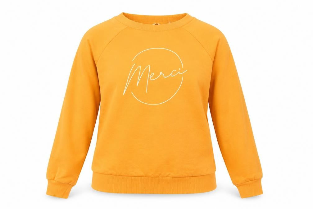 Front view of Next Women’s Orange Merci Pullover Sweatshirt M Cotton Blend