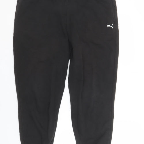 Puma Womens Black Fleece Joggers L Logo Casual Sportswear