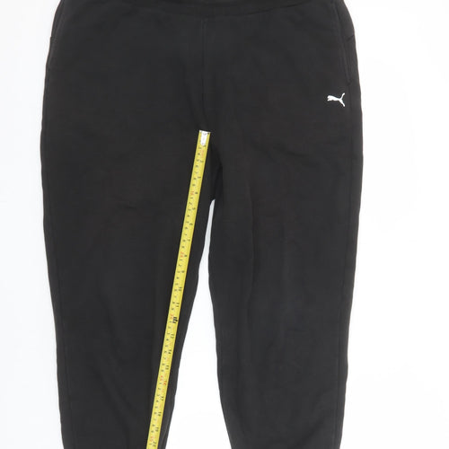 Puma Womens Black Fleece Joggers L Logo Casual Sportswear