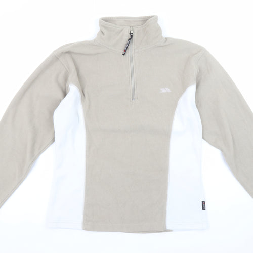 Trespass Womens Beige White 1/2 Zip Fleece Pullover Sweatshirt M