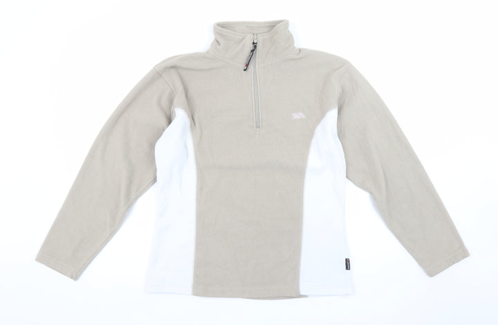 Trespass Womens Beige White 1/2 Zip Fleece Pullover Sweatshirt M