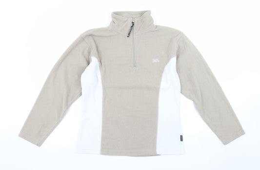 Trespass Womens Beige White 1/2 Zip Fleece Pullover Sweatshirt M