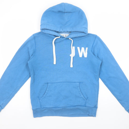 Jack Wills Womens Blue Pullover Hoodie Size 10 Cotton Blend Logo Print
