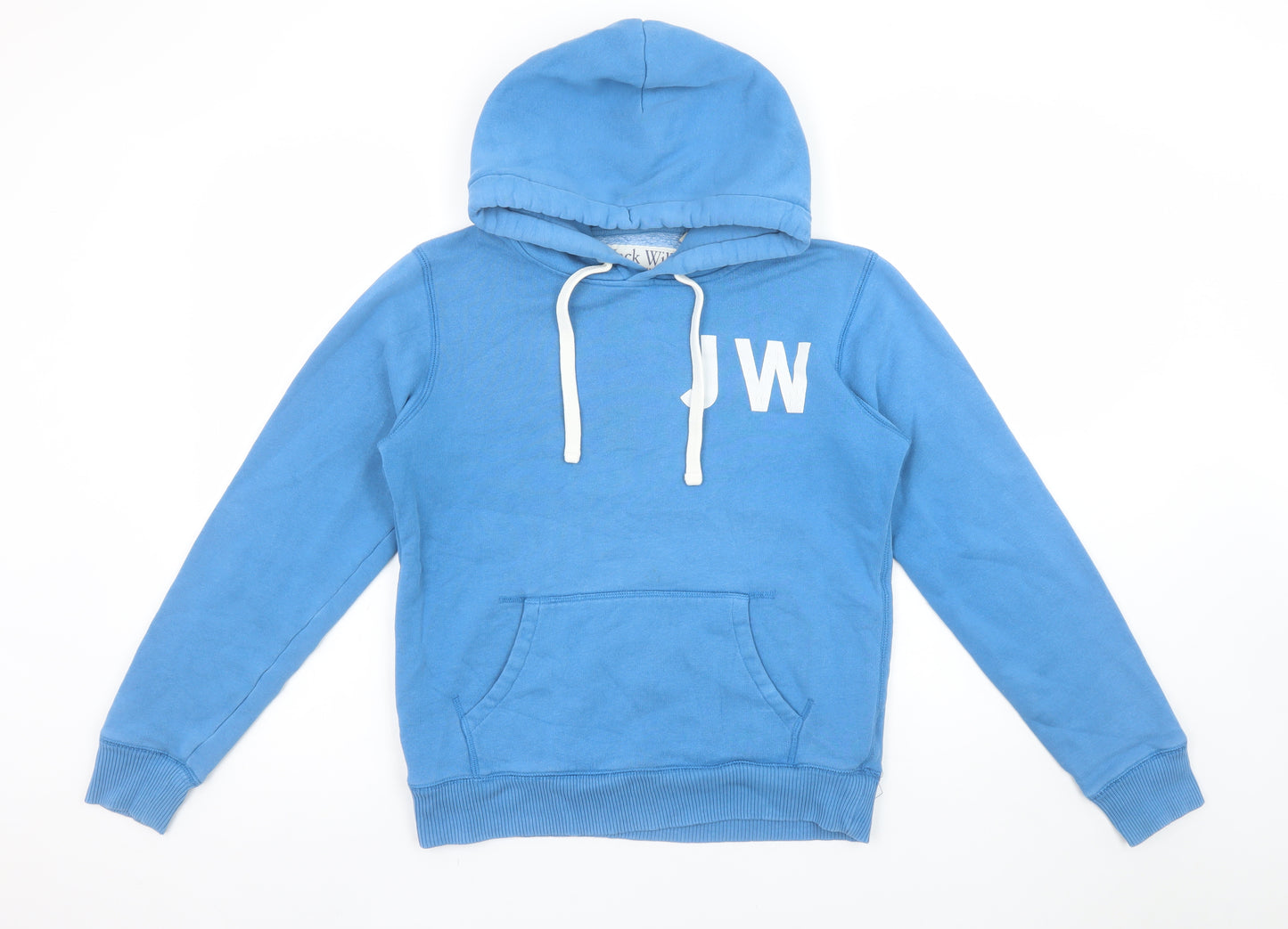 Jack Wills Womens Blue Pullover Hoodie Size 10 Cotton Blend Logo Print