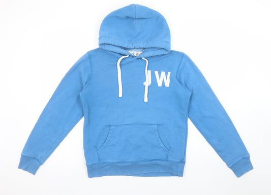 Jack Wills Womens Blue Pullover Hoodie Size 10 Cotton Blend Logo Print