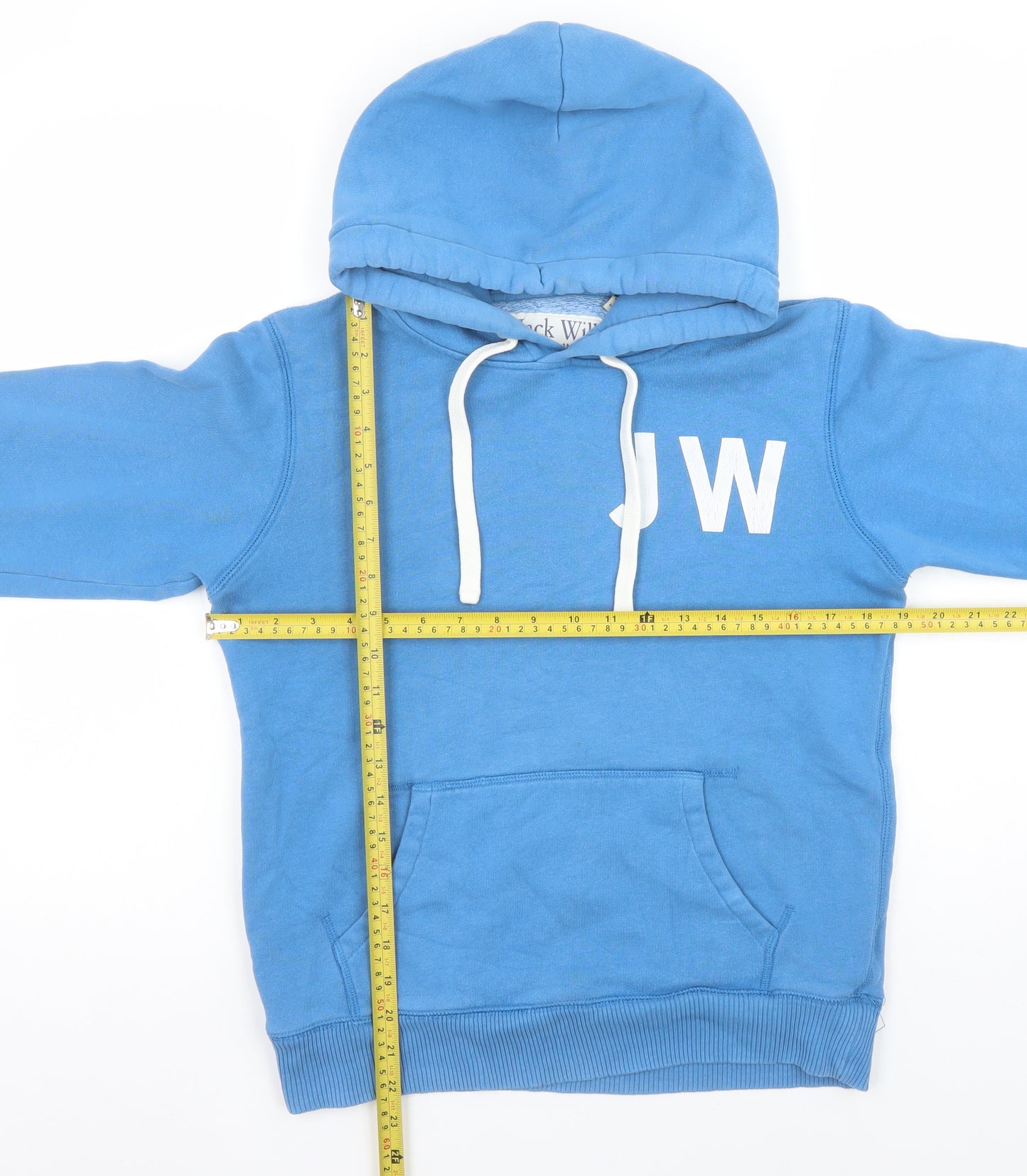 Jack Wills Womens Blue Pullover Hoodie Size 10 Cotton Blend Logo Print