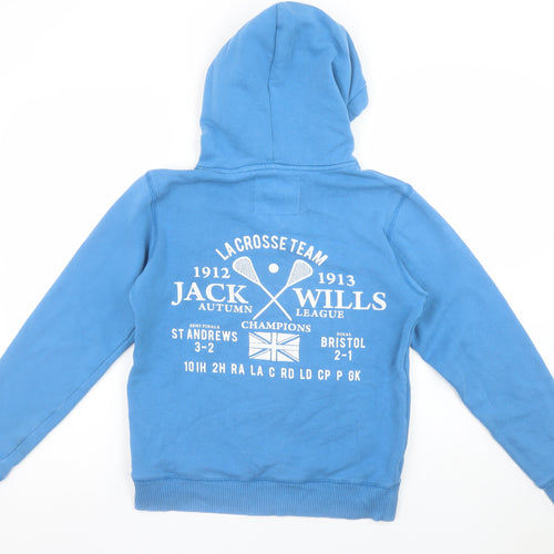 Jack Wills Womens Blue Pullover Hoodie Size 10 Cotton Blend Logo Print