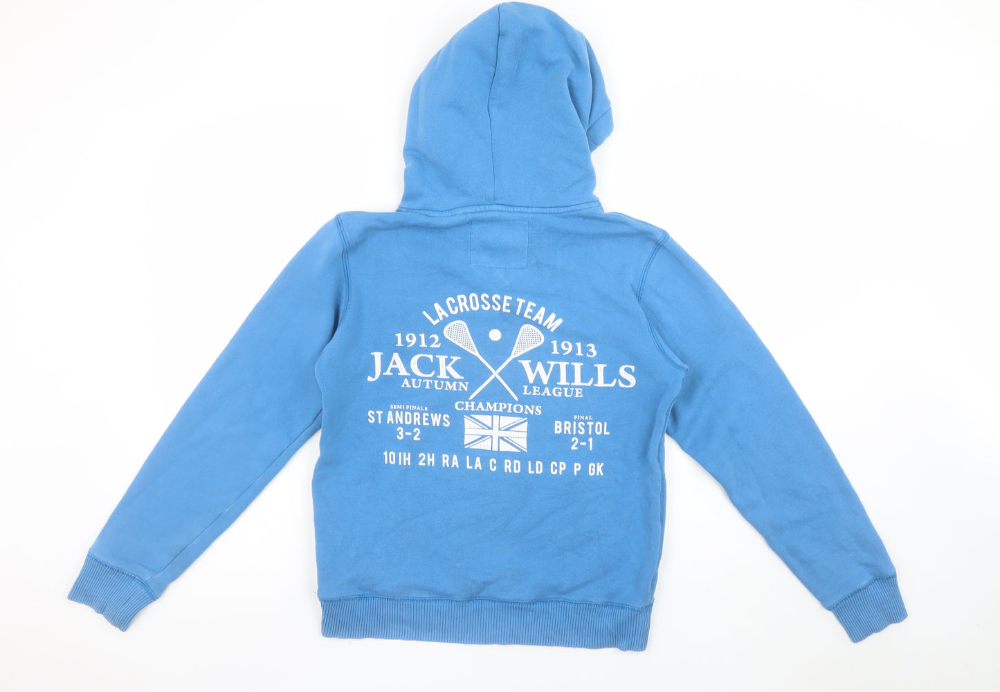 Jack Wills Womens Blue Pullover Hoodie Size 10 Cotton Blend Logo Print