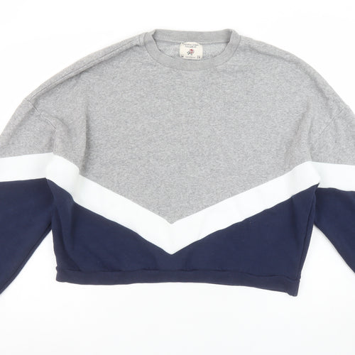 Pull & Bear Women Grey Navy Colourblock Sweatshirt Size 12