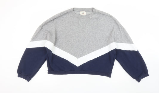 Pull & Bear Women Grey Navy Colourblock Sweatshirt Size 12