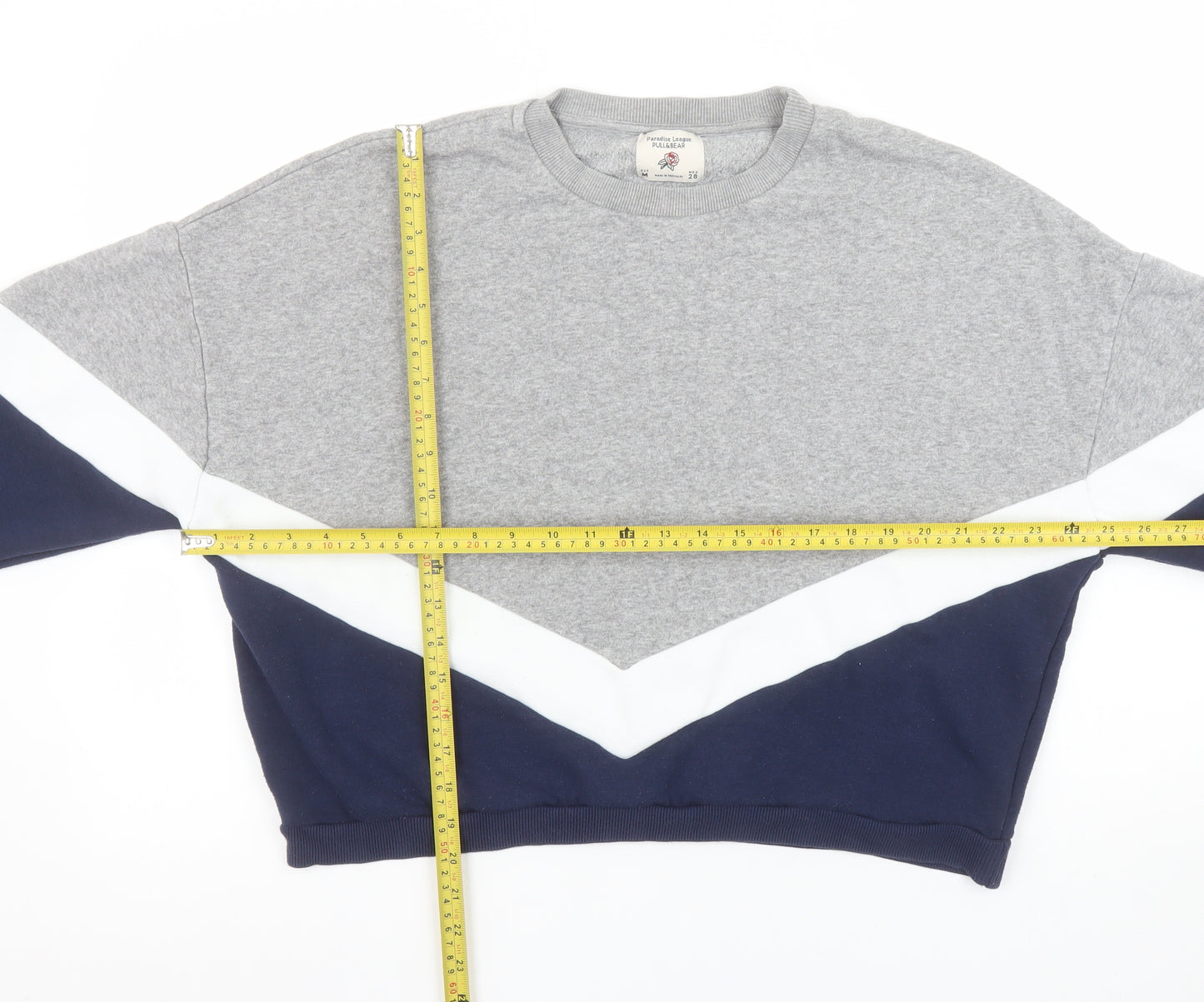 Pull & Bear Women Grey Navy Colourblock Sweatshirt Size 12