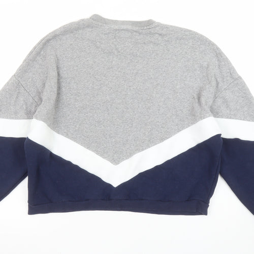 Pull & Bear Women Grey Navy Colourblock Sweatshirt Size 12